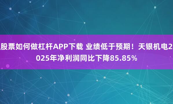 股票如何做杠杆APP下载 业绩低于预期！天银机电2025年净利润同比下降85.85%